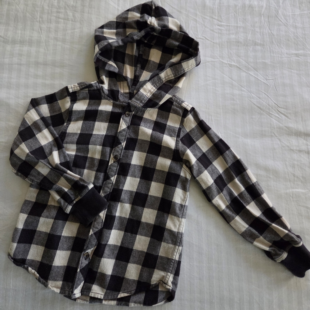 Hanna Andersson Black and White Plaid Kids Shirt